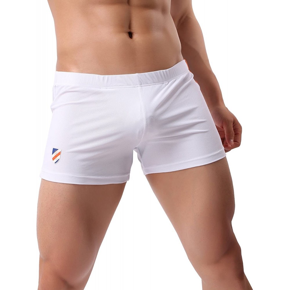 Boxers Men's Sexy Micro Mesh Boxers Underwear - White - CK18G9ORIAY