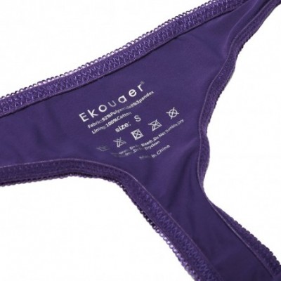 Panties Women's Underwear Breathable Cotton Sexy Pantie Low Rise 3 Pack Thong - Black/Purple/Light Purple(3 Pack) - C718GDNE52O