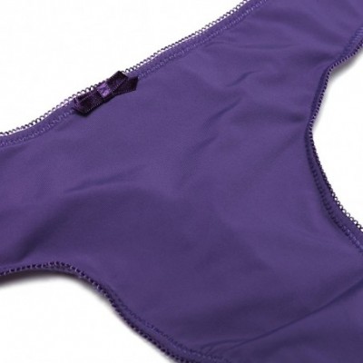 Panties Women's Underwear Breathable Cotton Sexy Pantie Low Rise 3 Pack Thong - Black/Purple/Light Purple(3 Pack) - C718GDNE52O