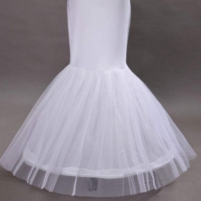 Slips Bride Wedding Dress Fishtail Skirt Support Petticoat-Womens Long Petticoat Slip Skirts Liner Underskirt - White - C318X...