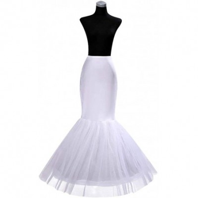 Slips Bride Wedding Dress Fishtail Skirt Support Petticoat-Womens Long Petticoat Slip Skirts Liner Underskirt - White - C318X...