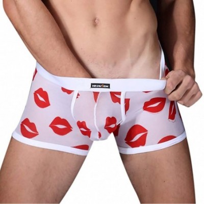 Boxers Men's Underwear Sexy Mesh Breathable Boxer Briefs Low Rise Cool Boxers Pack - White - C618WDNQAZN