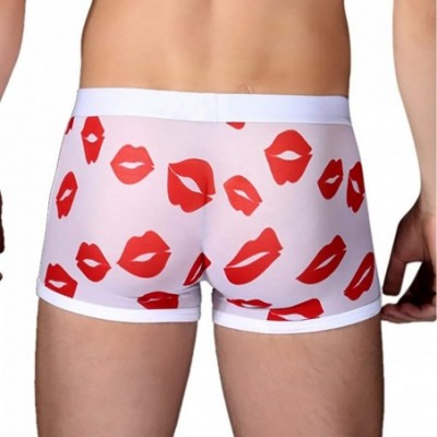 Boxers Men's Underwear Sexy Mesh Breathable Boxer Briefs Low Rise Cool Boxers Pack - White - C618WDNQAZN