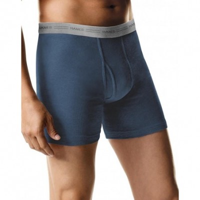 Boxer Briefs Men's 5-Pack FreshIQ Boxer Brief 100% Cotton Briefs - Assorted Blue - C5184WT0OGS