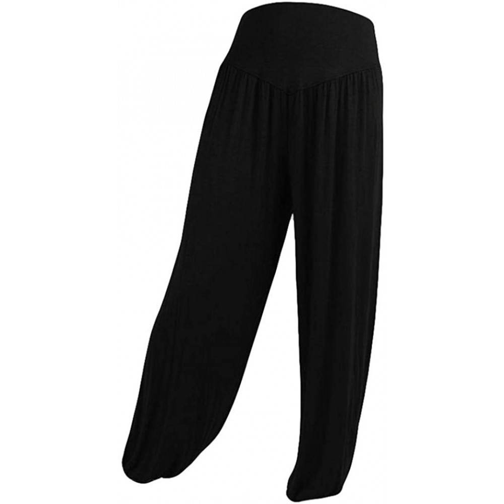 Thermal Underwear Women's Harem Pants Yoga Pants Plus Size Solid Color Casual Loose Trousers - Black2 - C718HOMTLYZ