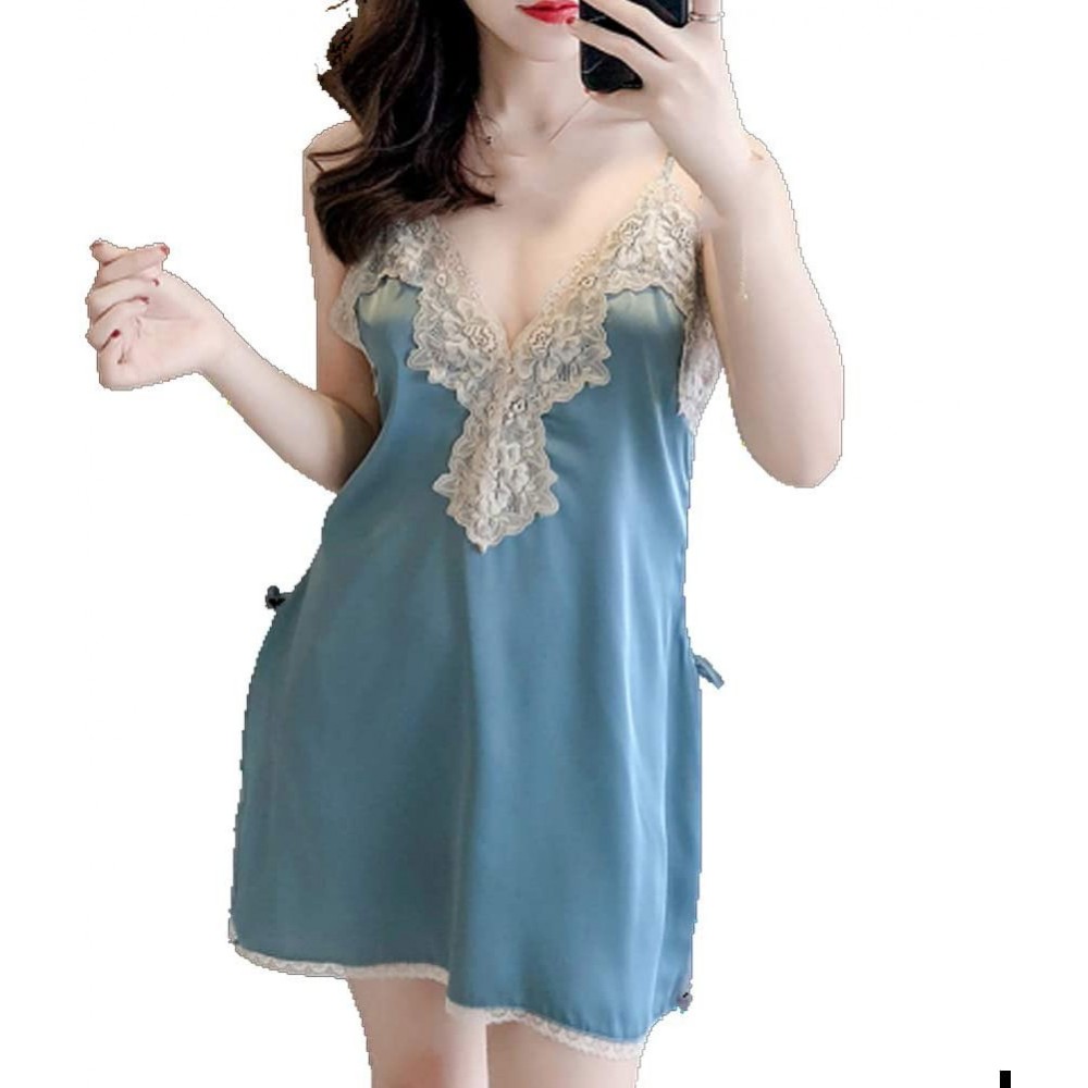 Nightgowns & Sleepshirts Sexy Lace Satin Chemise Nightwear Full Slip Silk Sleepwear Padded/Unpadded Sleep Dress Silky Nightie...