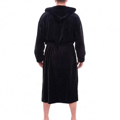 Robes Men's Bathrobe Bath Robe Plus Size Loungewear Winter Sleep Pajama Nightwear - Z-black - C218M6L3C69