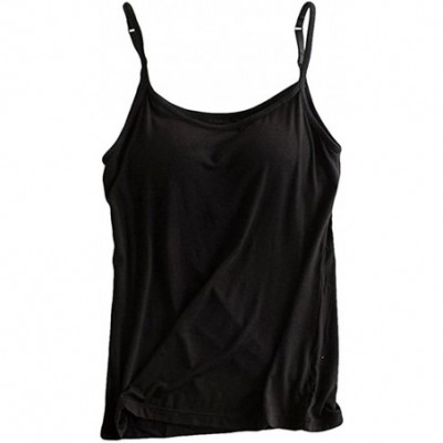 Camisoles & Tanks Womens Modal Built-in Bra Padded Camisole Yoga Tanks Tops - Sp-black - C6186KI97T0