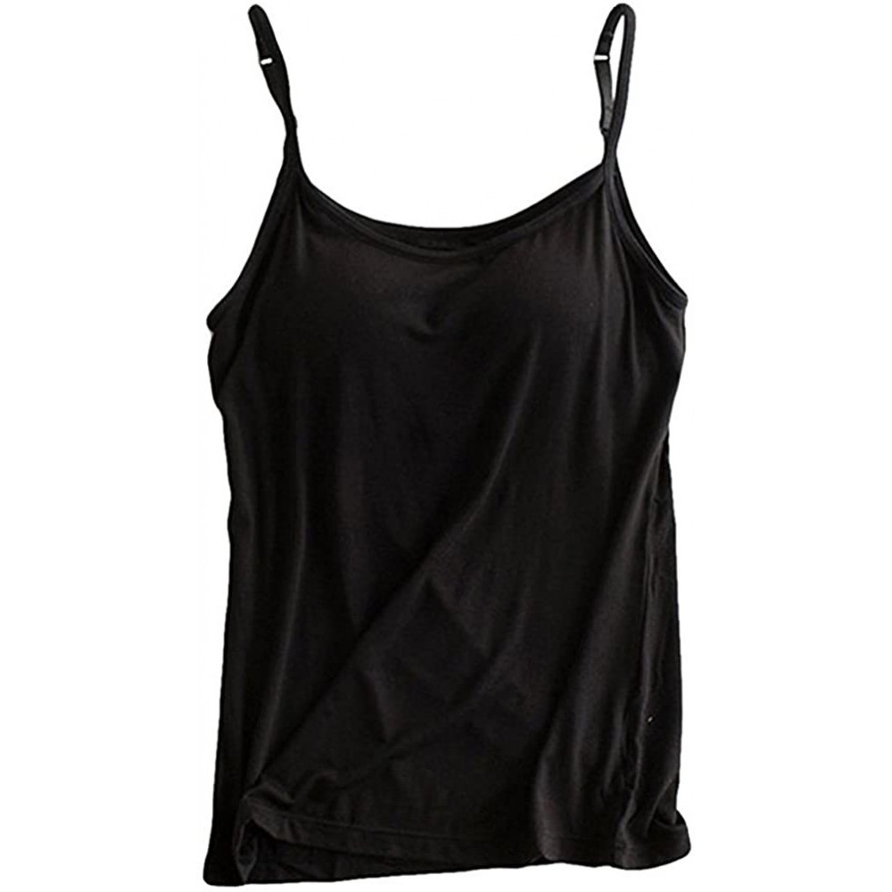 Camisoles & Tanks Womens Modal Built-in Bra Padded Camisole Yoga Tanks Tops - Sp-black - C6186KI97T0