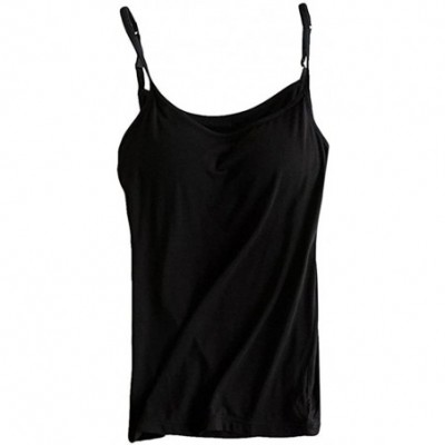 Camisoles & Tanks Womens Modal Built-in Bra Padded Camisole Yoga Tanks Tops - Sp-black - C6186KI97T0