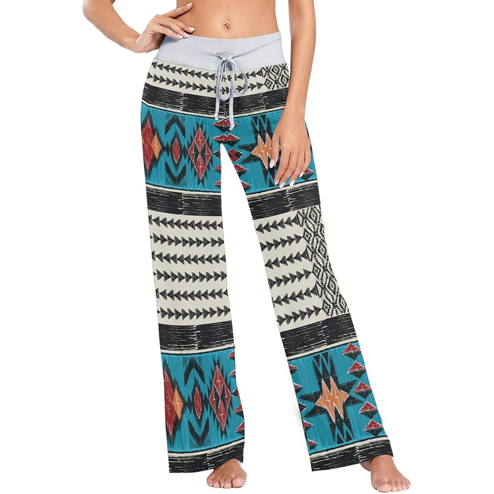 Bottoms Tribal Aztec Geometric Ethnic Tribal Style Women's Pajama Pants Lounge Sleep Wear - Multi - CI19C6AS2WK