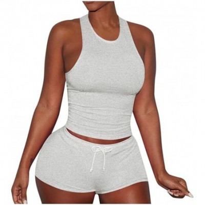 Thermal Underwear Two Piece Outfits for Women - Sexy Pajamas Crop Tops Workout Shorts Sweatsuits Sets-Sexy Outfits Crop Top +...