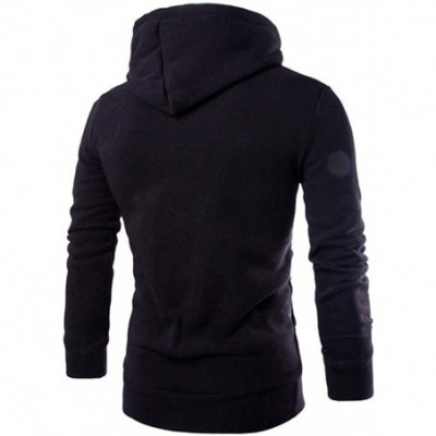 Thermal Underwear Men's Double Zipper Hooded Sportwear Pullover Autumn Winter Warm Lightweight Hoodie Sweatshirt - Black - CW...