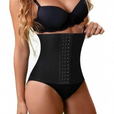 Shapewear Waist Trainer Corset for Weight Loss Fat Burner Tummy Control 16 Steel Boned Body Shaper - Black - C218HYM25T4