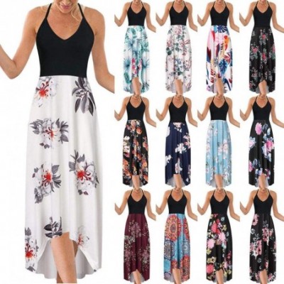 Baby Dolls & Chemises Halter Dresses for Women Casual Summer Elegant Printed Sleeveless Dresses for Women Long Party Dress Be...