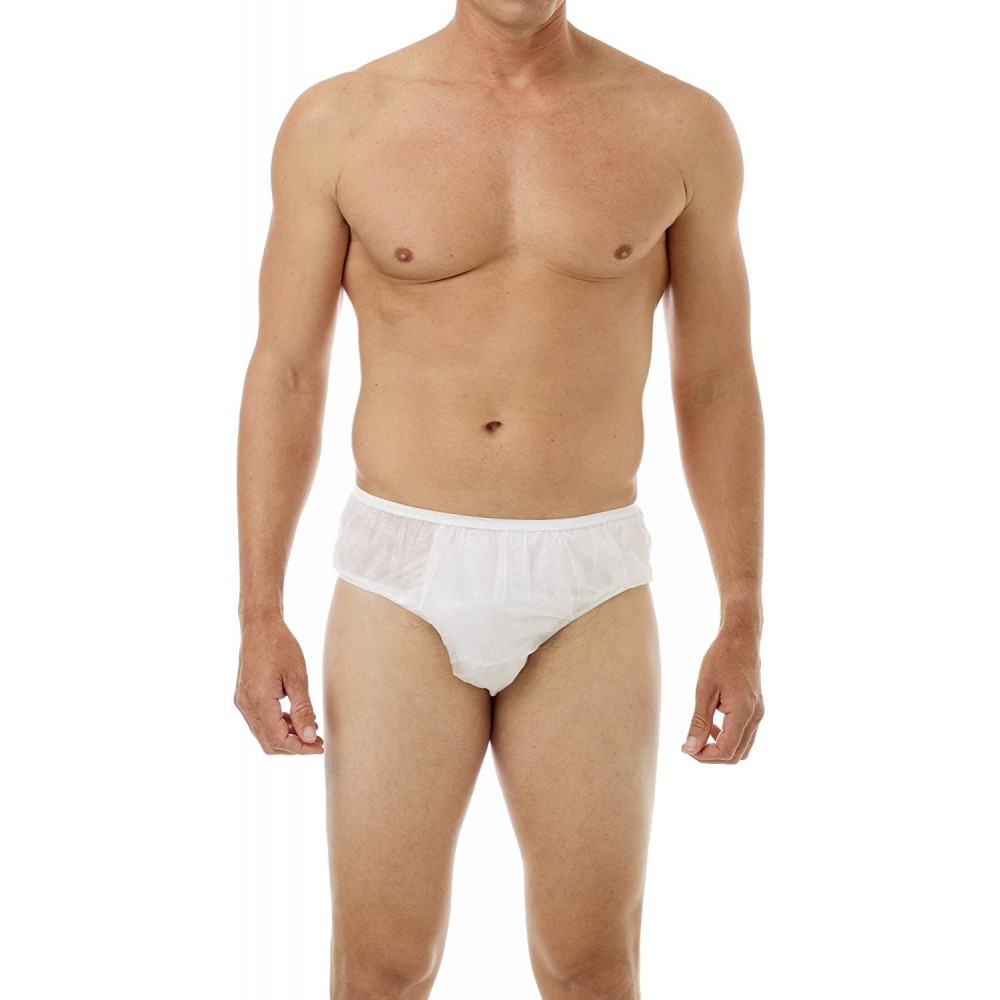 Briefs Mens Disposable Underwear Brief Style 30-Pack - White - C91123AZLA9