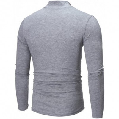 Undershirts Long Sleeve Shirts Men's Autumn Long Sleeve O-Neck Stretchy Turtleneck T-shirt Top Sweatshirt Blouse - Gray - CA1...