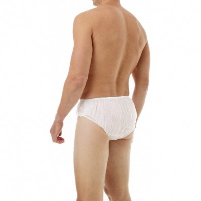 Briefs Mens Disposable Underwear Brief Style 30-Pack - White - C91123AZLA9