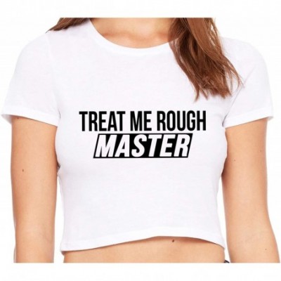 Camisoles & Tanks Treat Me Rough Master Spank Dominate White Crop Tank Top - Black - C0198CDDDDA