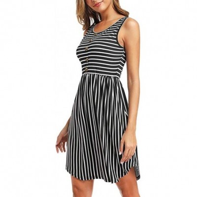 Baby Dolls & Chemises Stripe Dresses for Women Casual Summer Party Dress with Pockets Ladies Loose Swing Dress Sleeveless Bea...