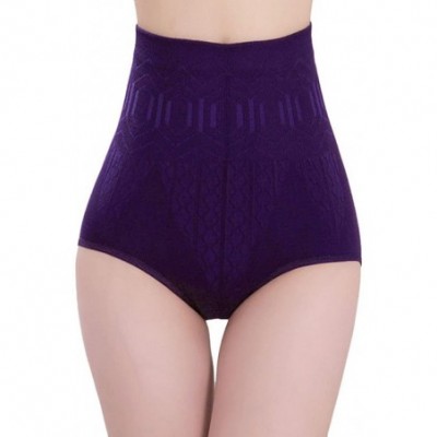 Shapewear Women Panties- Sexy Cotton Underwear Womens High Waist Control Body Shaper Briefs Slim Pants - Purple - C2189XLL7II