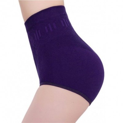 Shapewear Women Panties- Sexy Cotton Underwear Womens High Waist Control Body Shaper Briefs Slim Pants - Purple - C2189XLL7II