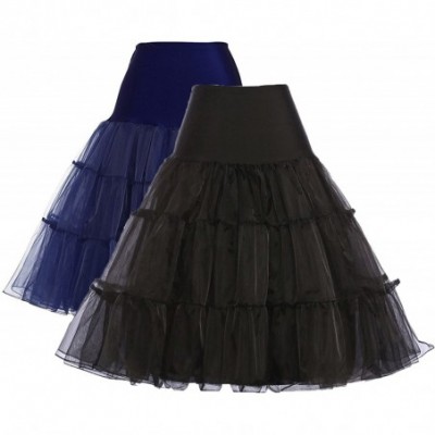 Slips Women 50s Petticoat Skirts Tutu Crinoline Underskirt CL8922 - 2-pack（black+navy） - CC18EK46YCT