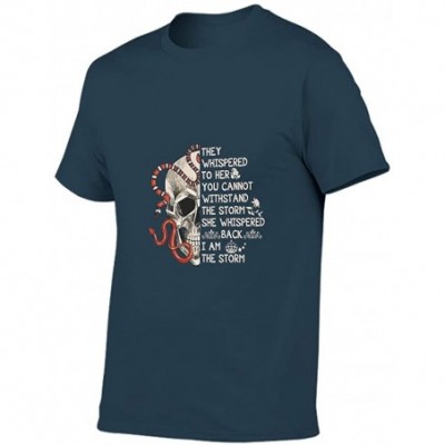 Undershirts Skull Snake Cotton T Shirt Mens Unique Design Funny Top - Navy - CG19DSECE2I