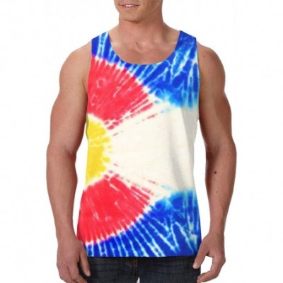 Undershirts Men Muscle Tank Top Summer Beach Holiday Fashion Sleeveless Vest Shirts - Colorado State Flag Tie Dye - CN19DS0MMSZ