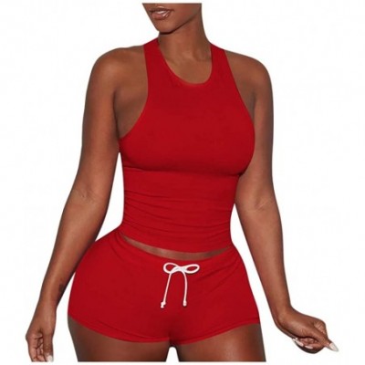 Thermal Underwear Two Piece Outfits for Women - Sexy Pajamas Crop Tops Workout Shorts Sweatsuits Sets-Sexy Outfits Crop Top +...