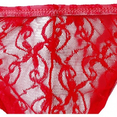 G-Strings & Thongs Men's Sissy Lace Pouch G-String Panties Sheer Low Rise T-Back Bikini Briefs Low Rise Open Butt Thong Under...