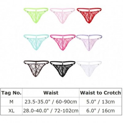 G-Strings & Thongs Men's Sissy Lace Pouch G-String Panties Sheer Low Rise T-Back Bikini Briefs Low Rise Open Butt Thong Under...