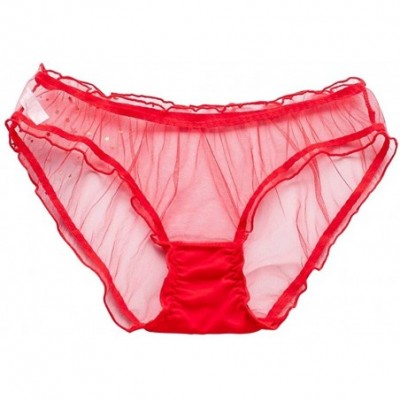 Panties Female Personality Multicolor Transparent Mesh Sexy Lace Lingerie Ladies Panties - Red - CU196U0M8RS