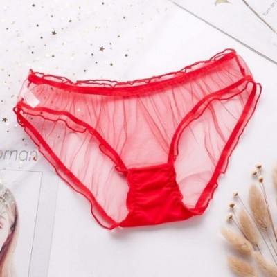 Panties Female Personality Multicolor Transparent Mesh Sexy Lace Lingerie Ladies Panties - Red - CU196U0M8RS