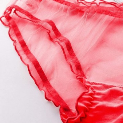 Panties Female Personality Multicolor Transparent Mesh Sexy Lace Lingerie Ladies Panties - Red - CU196U0M8RS