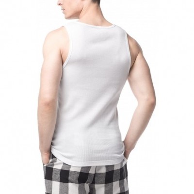 Undershirts Men's 100% Cotton Ribbed Tank Tops Sleeveless Crewneck A-Shirts Basic Solid Undershirts Vests 4 Pack M35 - White ...