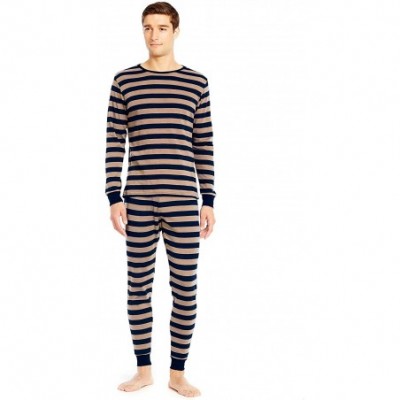 Sleep Sets Men's Pajamas Fitted Striped Christmas 2 Piece Pjs Set 100% Cotton Sleep Pants Sleepwear (XSmall-XXLarge) - Navy &...