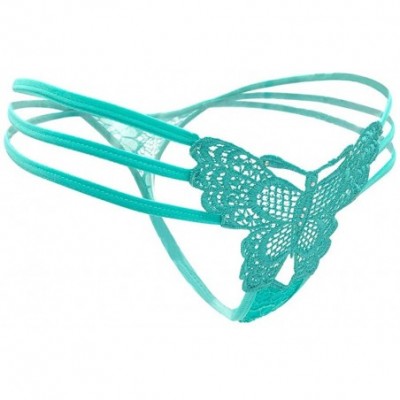 Panties Women Sexy Panties Strappy G-String with Butterfly Pattern - Green - CK18USHT0C9