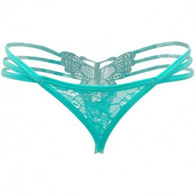 Panties Women Sexy Panties Strappy G-String with Butterfly Pattern - Green - CK18USHT0C9