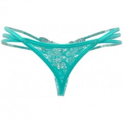 Panties Women Sexy Panties Strappy G-String with Butterfly Pattern - Green - CK18USHT0C9