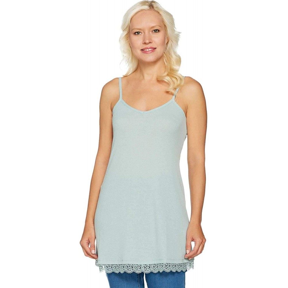 Camisoles & Tanks Womens Pique Knit Lace Camisole Small Frosted Mint A290244 - CI1960R0OGQ