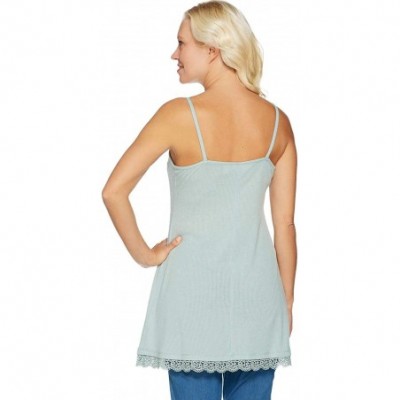 Camisoles & Tanks Womens Pique Knit Lace Camisole Small Frosted Mint A290244 - CI1960R0OGQ