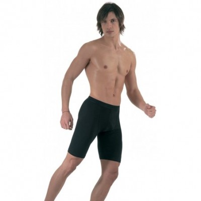 Boxers Pack of 2 Men's Soft Cotton Long Leg Boxer Brief Shorts - Black - CY128QYCGL9