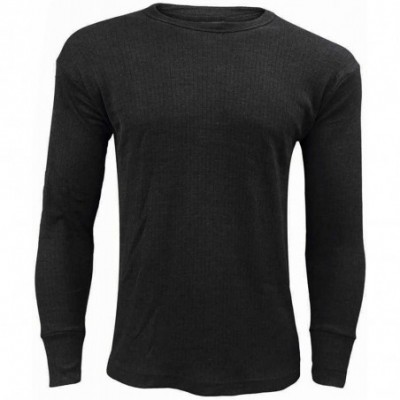 Thermal Underwear Mens Thermal Underwear Full Set Winter Workout Long Johns Long Sleeve Top Shirt Suit S-2XL - Black - C71928...