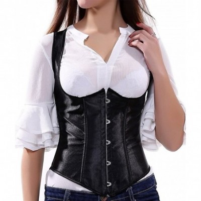 Shapewear Women's Black Punk Boned Underbust Corset Top Waistcoat Plus Size - CT122DM2E6H