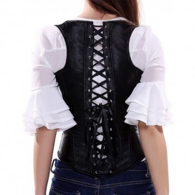 Shapewear Women's Black Punk Boned Underbust Corset Top Waistcoat Plus Size - CT122DM2E6H