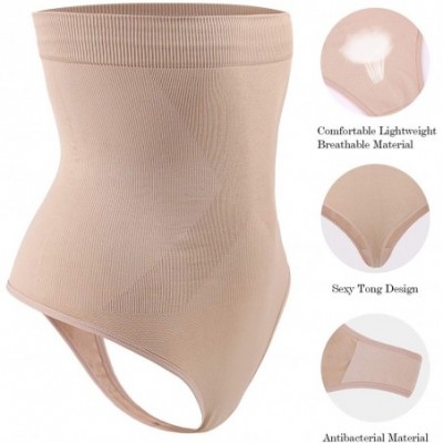 Shapewear Women's High-Waist Seamless Body Shaper Briefs Firm Control Tummy Thong Shapewear Panties Girdle Underwear - Nude/B...