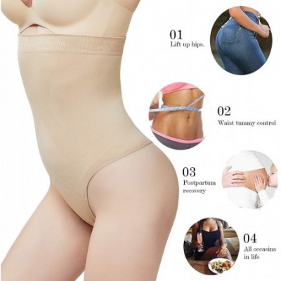 Shapewear Women's High-Waist Seamless Body Shaper Briefs Firm Control Tummy Thong Shapewear Panties Girdle Underwear - Nude/B...