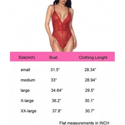 Baby Dolls & Chemises Backless Halter Plunge V Lace Bodysuit Teddy Lingerie for Women - Claret Red - CN18QKS3O5I