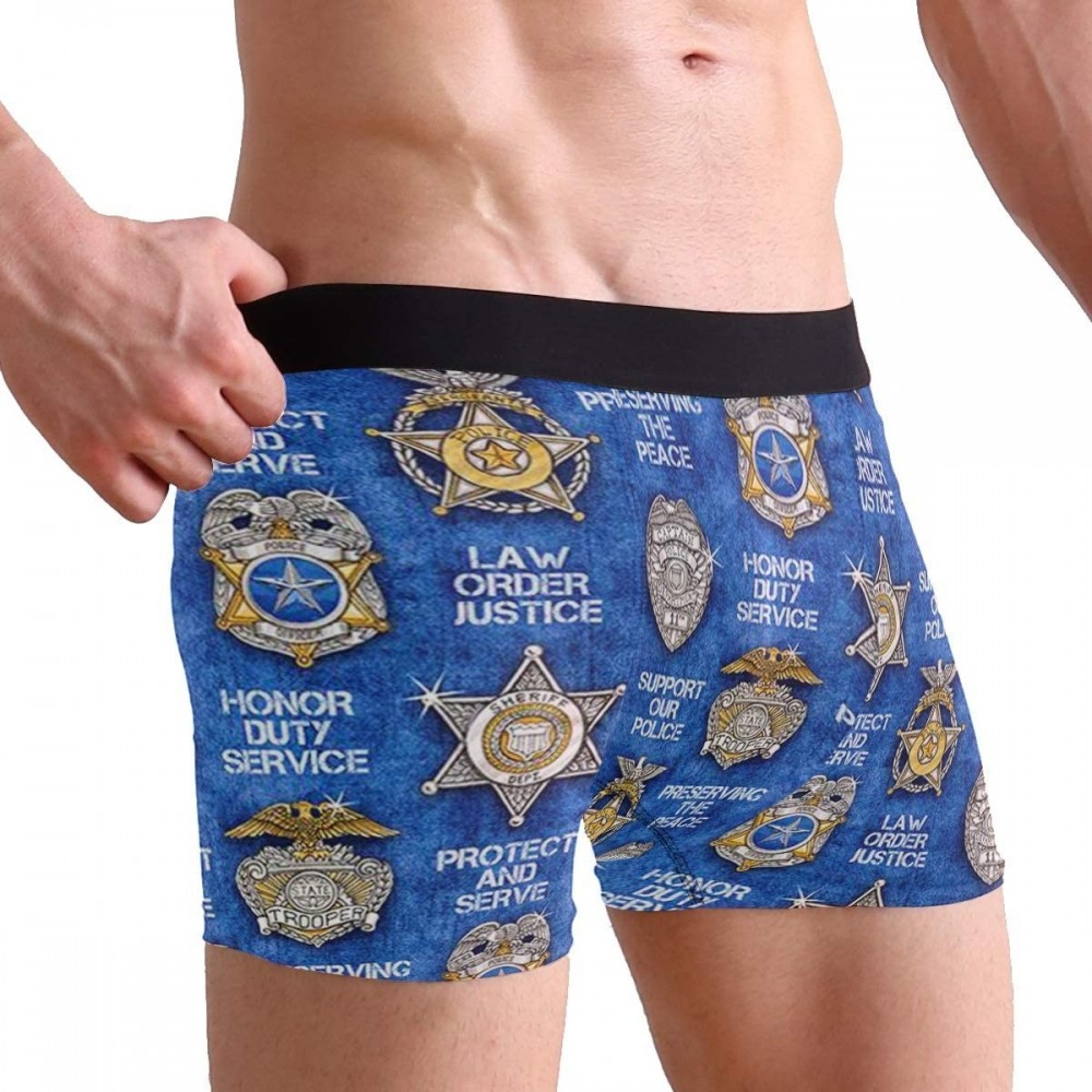 Boxer Briefs Police Badges Boxer Briefs Men's Underwear Pack Seamless Comfort Soft - C418KN8CCHS